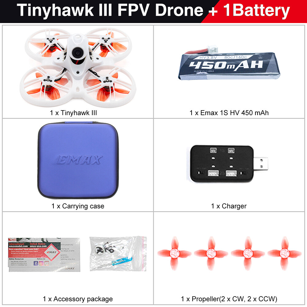 Emax Tinyhawk 3 III FPV Drone RTF Starter Racing Quadcopter Goggles Transmitter