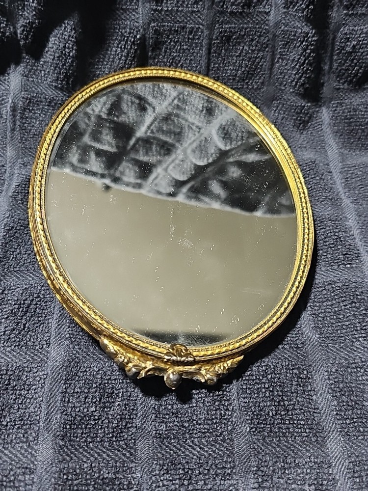 Vintage Rare Brass Cherub Handheld Mirror