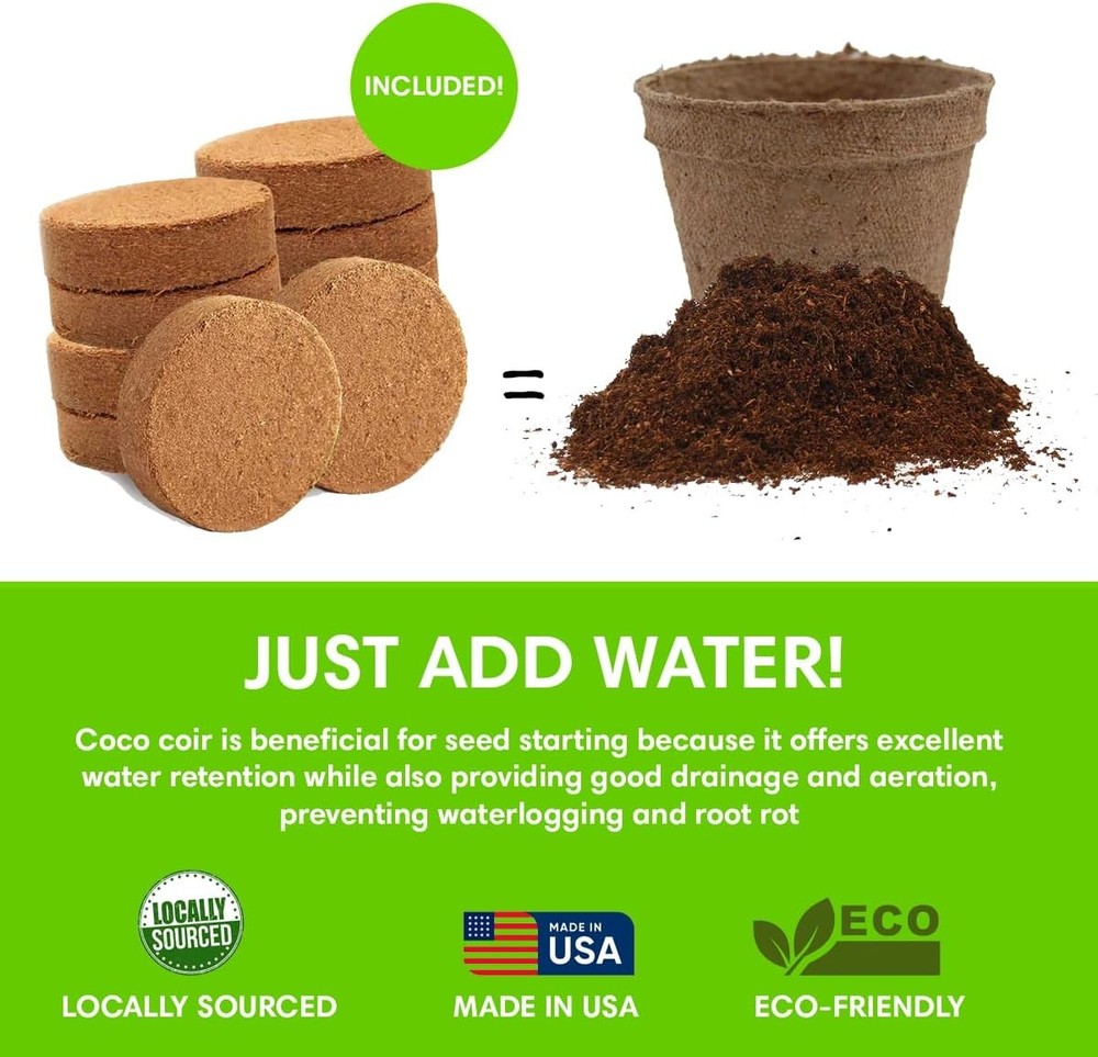 Seedling Starter Kit Germination Grow Cups and Soil (10 Pack) Biodegradable Peat