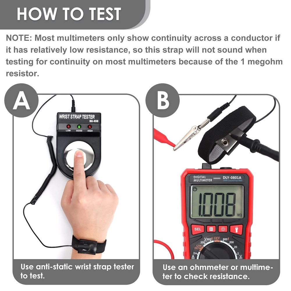 STREBITO Anti Static Wrist Strap 11" Adjustable ESD Band