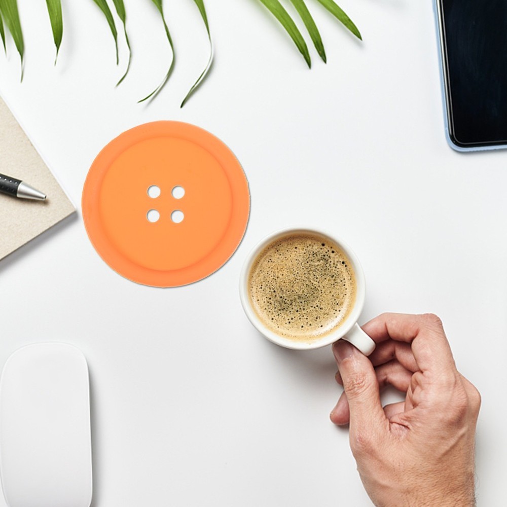 4 Pcs/Pack Silicone Round Coasters Pad Cup Pads Button Shape Mat