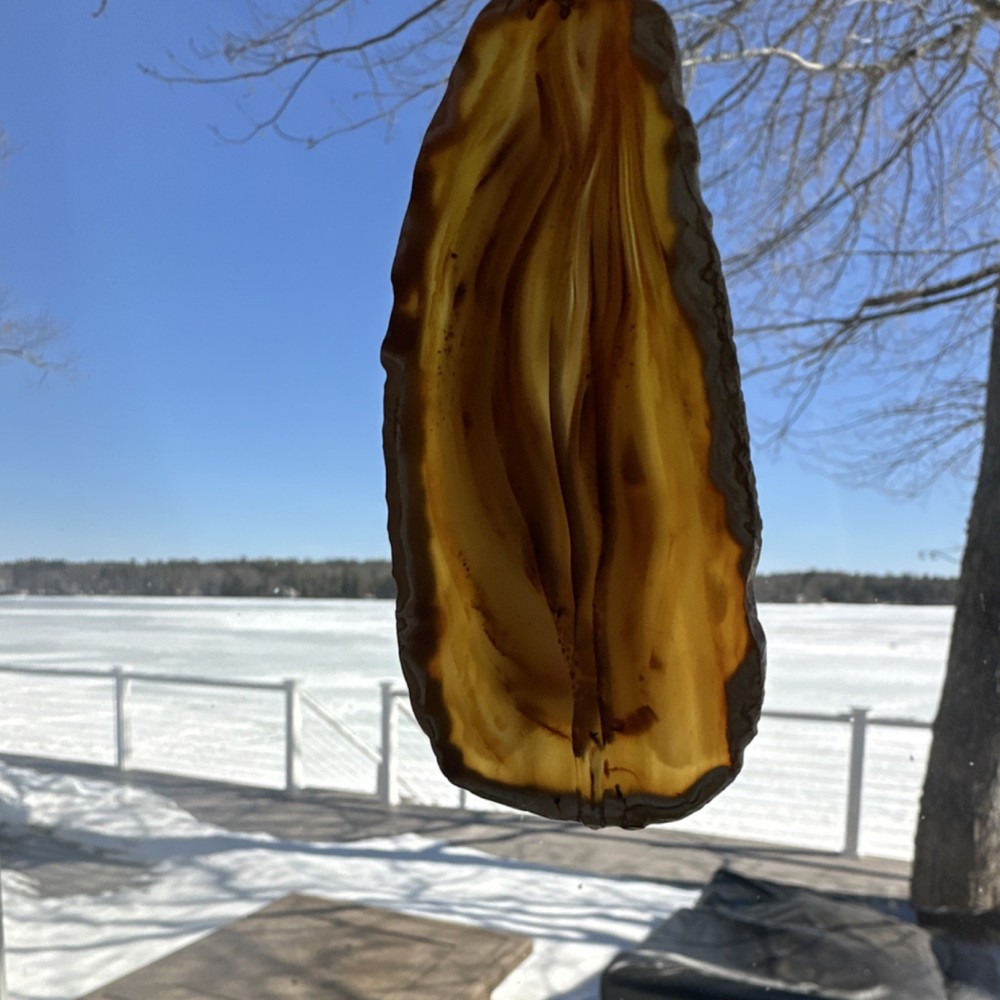 Banded Agate Pair Brown Polished Slabs