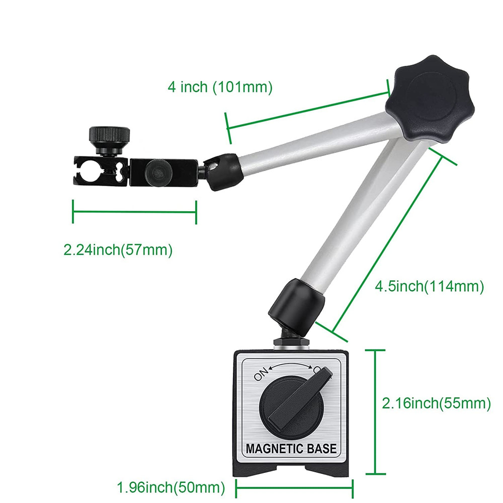 Magnetic Base Stand 176 lbs / 80 kg Max Pull for Dial Indicator (Silver)