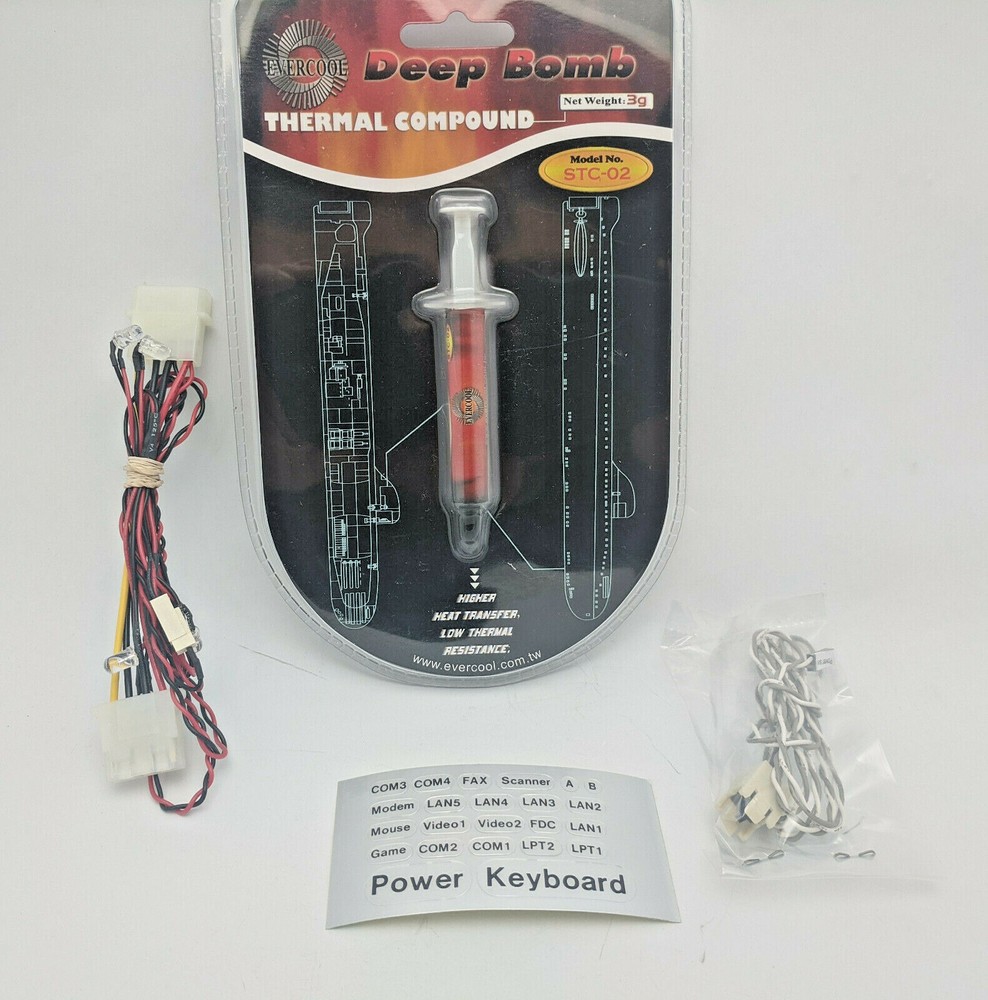 New CPU Thermal Compound Grease/ Paste, Blue LED Light Gaming PC Mod, ON/OFF Kit