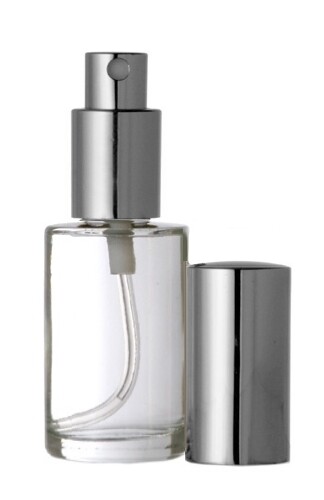 Perfume Cologne Atomizer Empty Round Glass Bottle Silver Sprayer 30ml 1 oz
