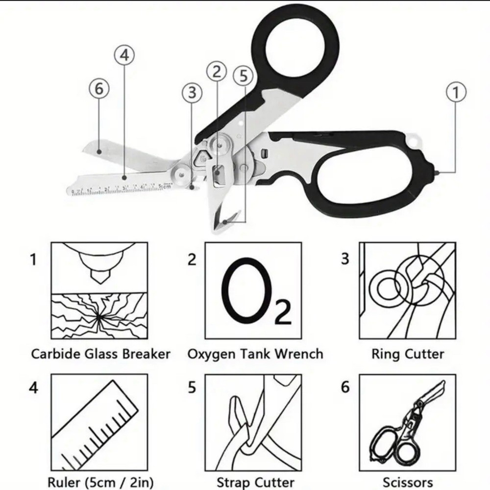 Life Saving Emt Scissors Multi Function Sharp Ring Cutter Wrench Belt Cutter
