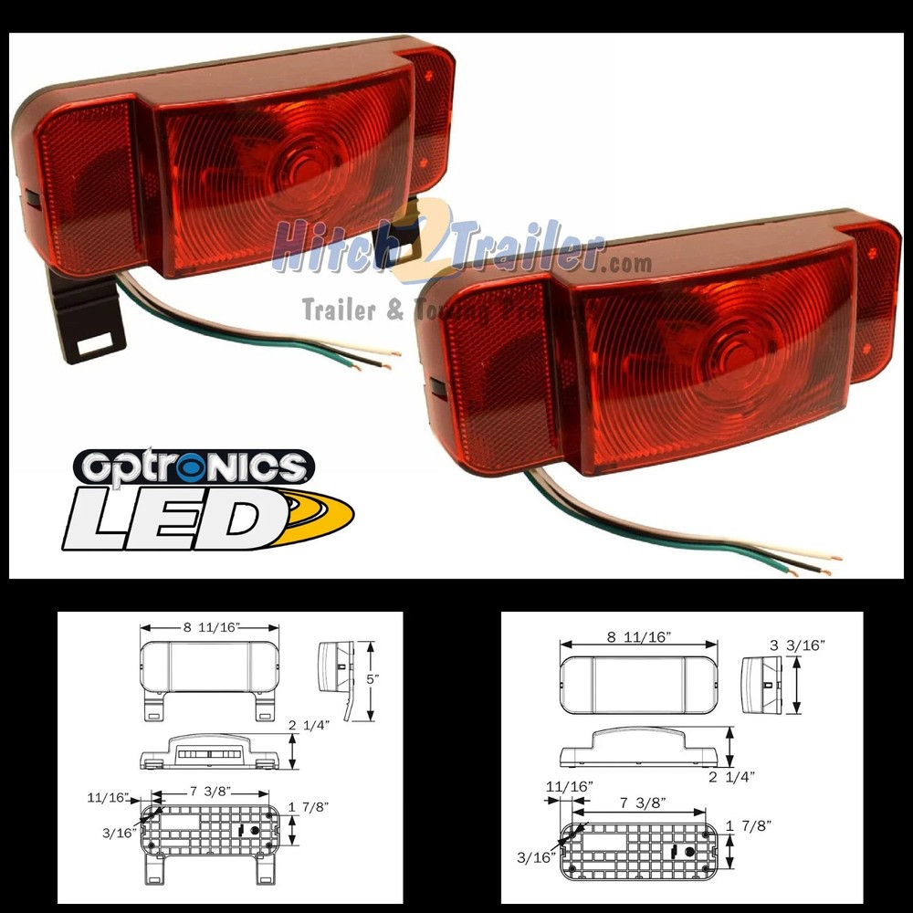 Optronics LED Red Black base Tail Lights RV Camper Trailer RVSTLB0060/0061