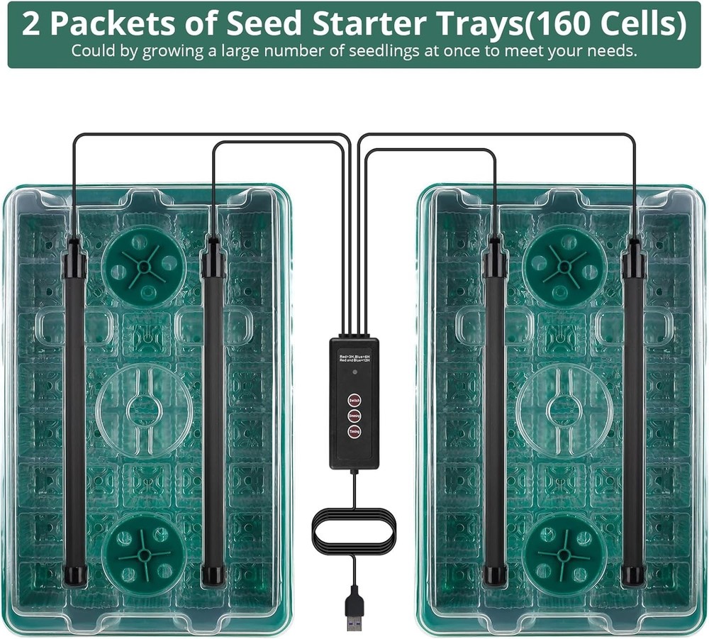 80 Cell Seed Starter Tray with Grow Light Kit