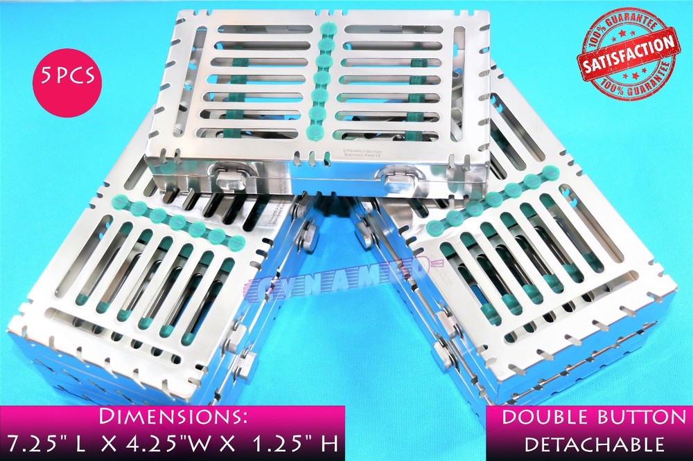 5PCS STERILIZATION CASSETTE FOR 7 INSTRUMENTS GERMAN PREMIUM 2 BUTTON DETACHABLE