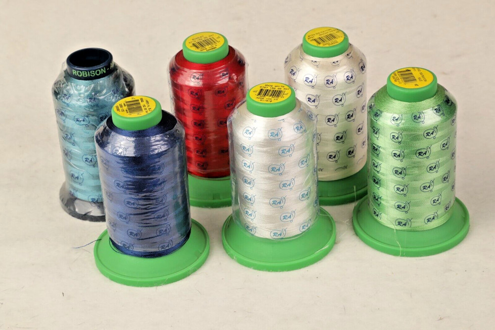 LOT Robison Anton RA Polyester & Rayon Embroidery Thread 3250 Yd  6 Spools