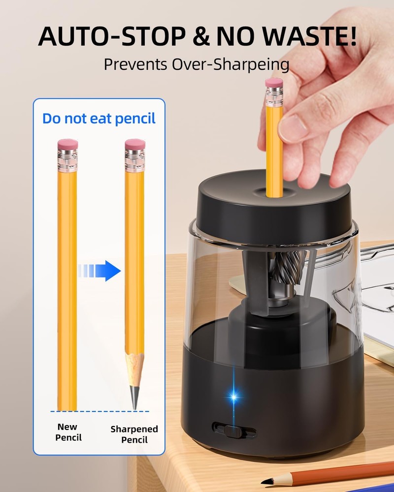 ZMOL Electric Rechargeable Pencil Sharpener, Automatic A-black