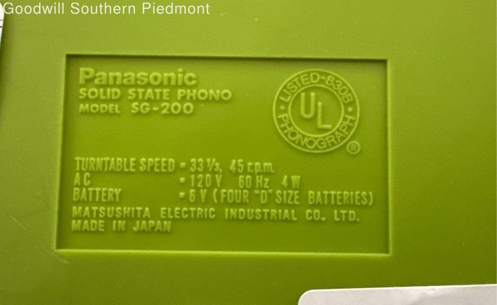 Panasonic SG-200A Solid State Phono Record Player - Tested