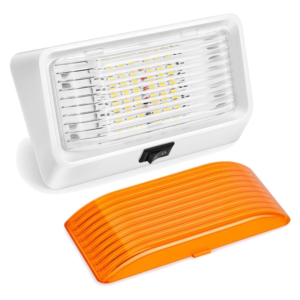 RV 12V LED-Outdoor Exterior Porch Light Clear & Amber Lens with On/Off Switch