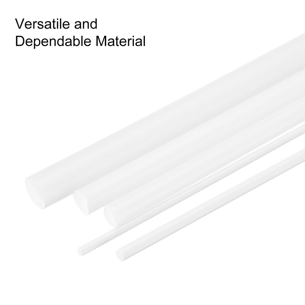 5 Pcs White Plastic Rods 2 x 250mm ABS Round Stick Round Solid Bar DIY Model