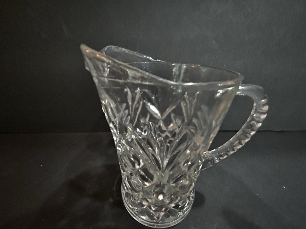 Small Clear Glass Starburst Design Pitcher