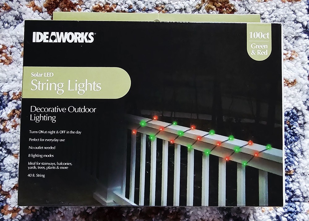 IDEAWORKS Solar LED String Lights 100 lights (Green & Red)