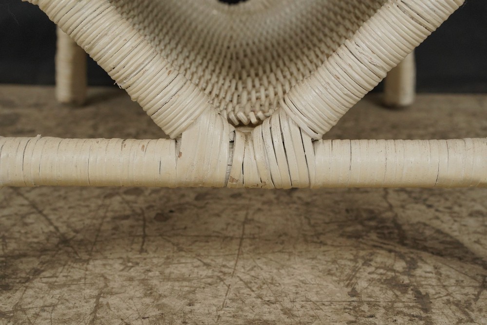 Vintage White Wicker Magazine End Table