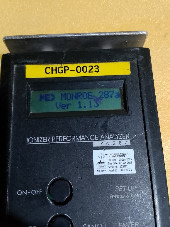 MEX Monroe Electronics CHGP-0023 IONIZER PERFORMANCE ANALYZER 287a Ver 1.13