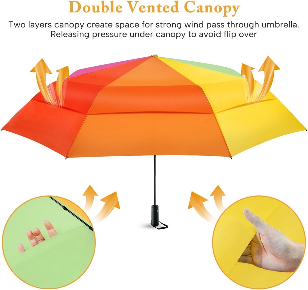 Rainbow Umbrella For Adults - Oversized 54inch Double Layer 0.2Rainbow