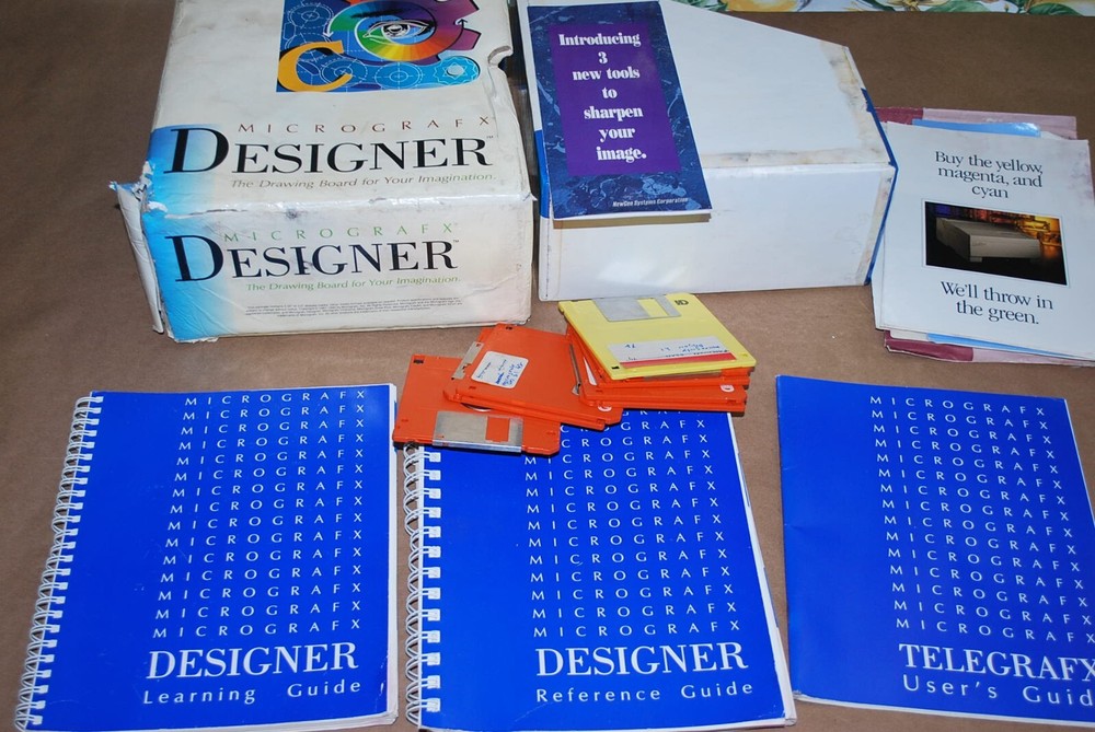 MICROGRAFX Designer Big Box w/ Manuals, 3.5 Diskette Software 1987-90