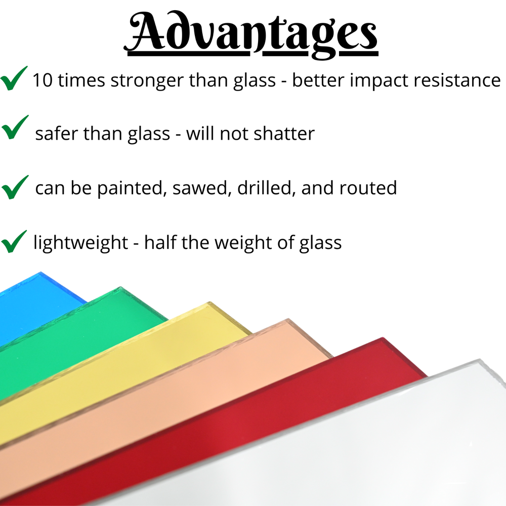 Mirrored Acrylic Plexiglass Plastic Sheet, Various Sizes and Thicknesses