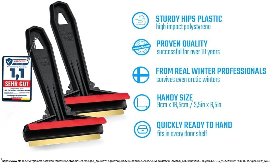 Murska Brass Blade Ice Scraper 2 Pack - Effortless & Scratch-Resistant Tool