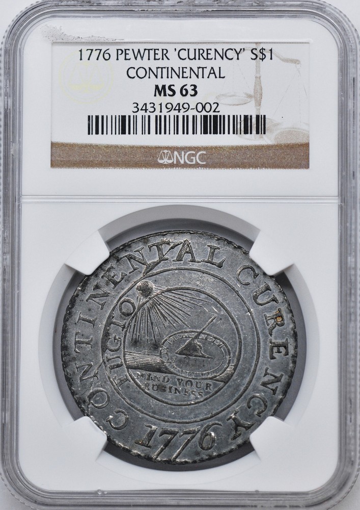 1776 CONTINENTAL $1 NGC MS 63