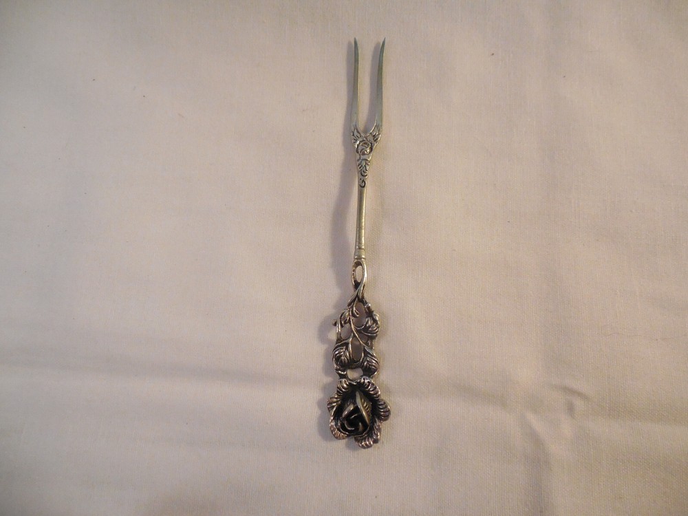 Vintage 835 silver floral cocktail fork