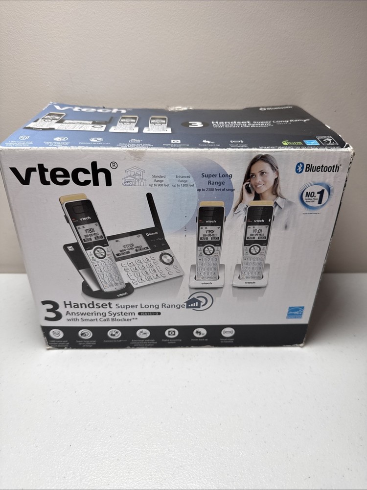 VTech Cordless Phone Answering Machine Bluetooth 3 Handset Super Long Range
