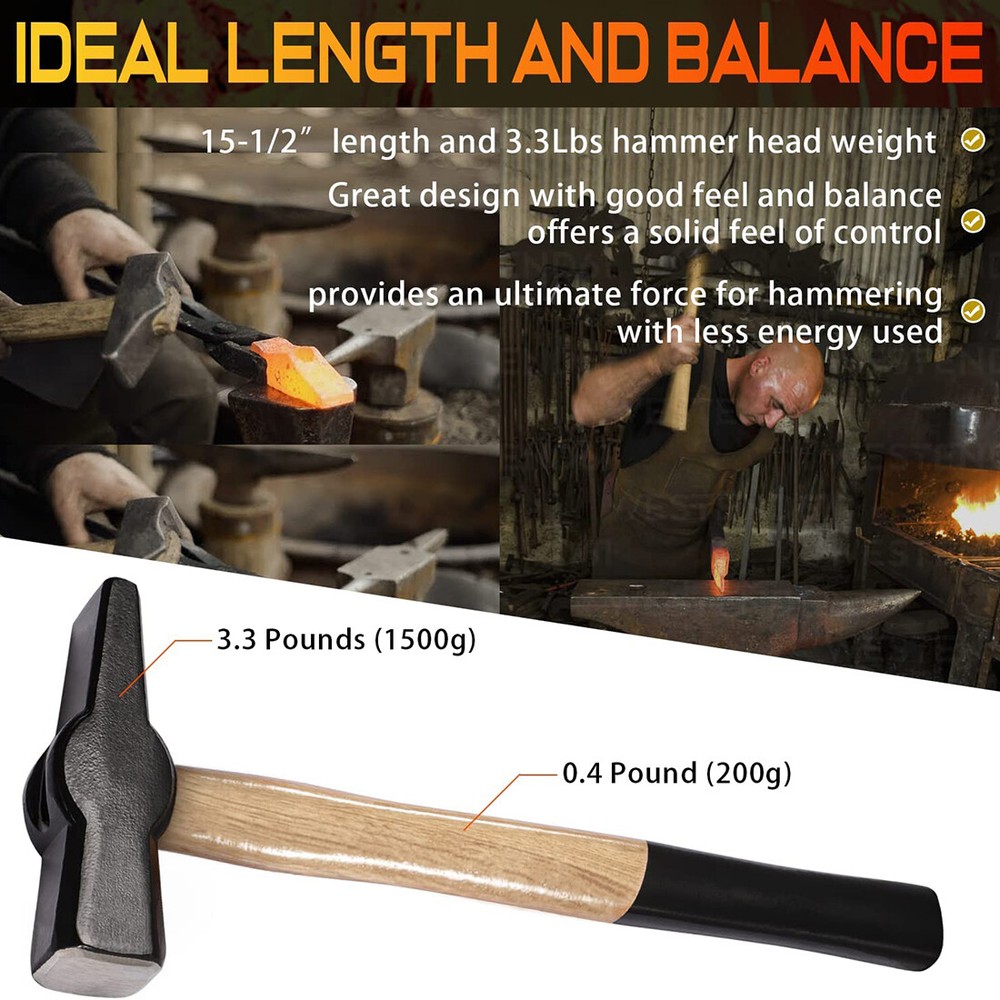Blacksmiths Beginner Hammer 0000811-1000 Knife Making Metalworking Forge Tool