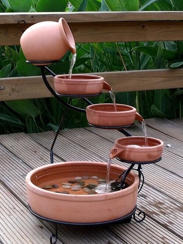 Ceramic Solar Cascade Fountain 23941R01 Rustic Finish