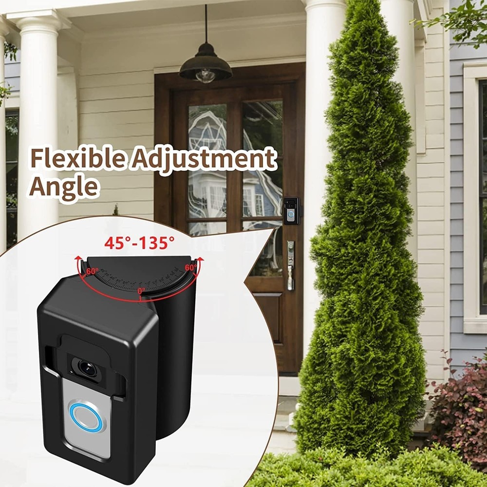 Elegant No-Drill Doorbell Mount: Adjustable 35-45° for Secure Video Coverage