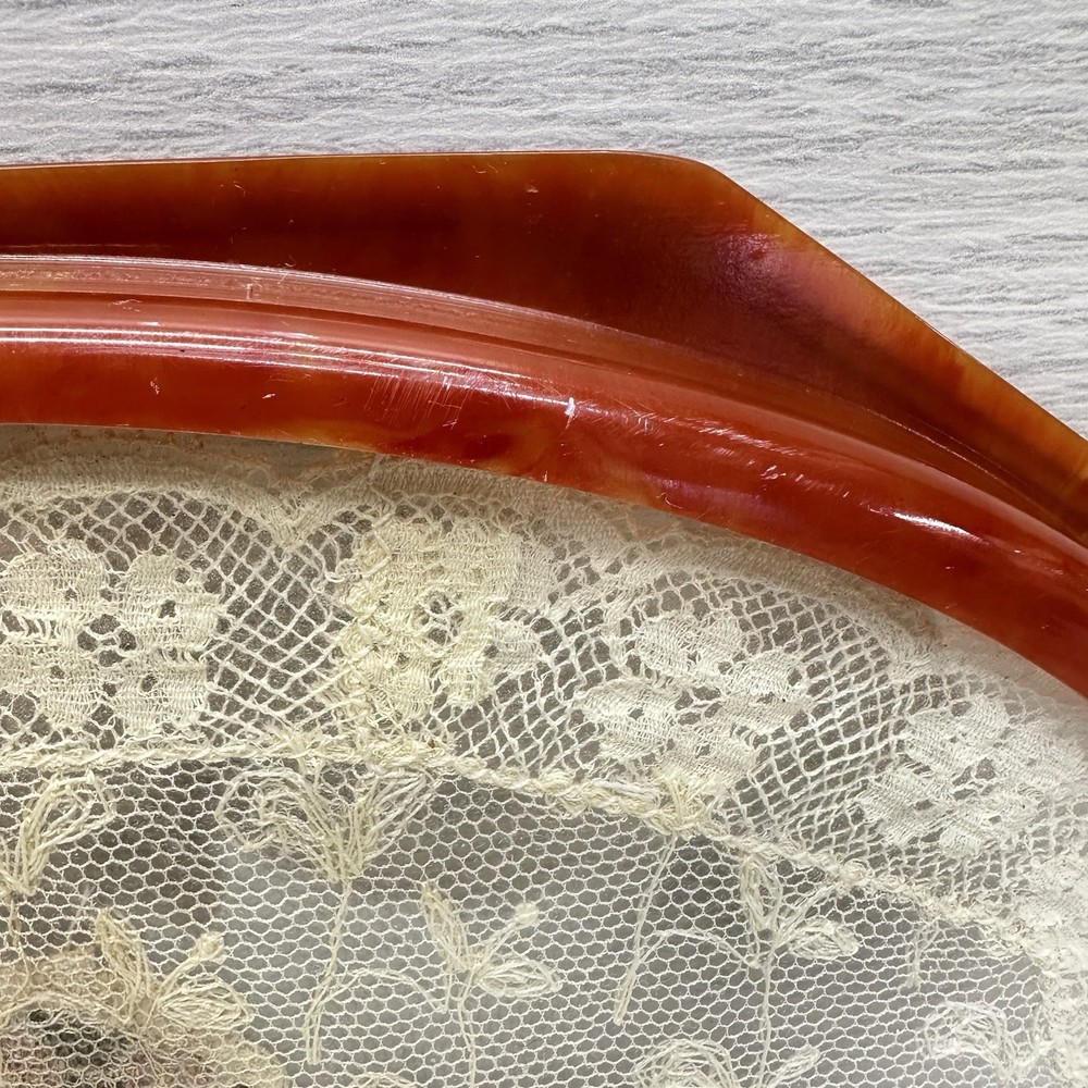 Vintage Art Deco Celluloid Vanity Tray with Lace Insert