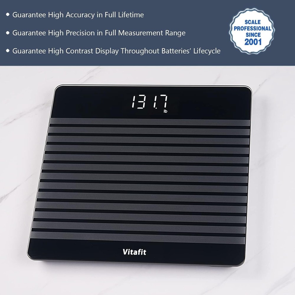 Smart Digital Bathroom Scale with BMI Tracking & App Integration, Black