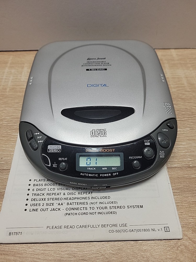 Lenox Sound CD-50 Compact Programmable CD Player Silver W/ Head Phones Tested