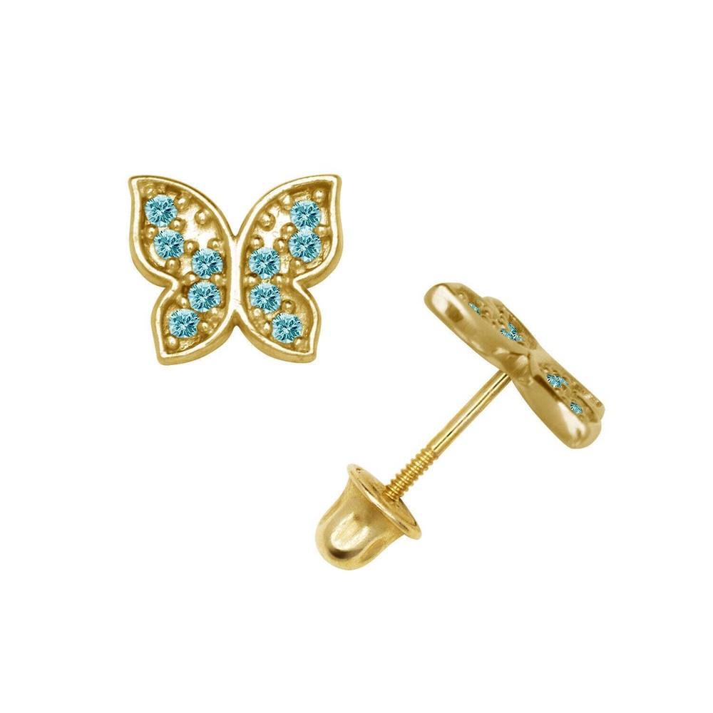 14k Yellow or White Gold Butterfly CZ Stud Earrings