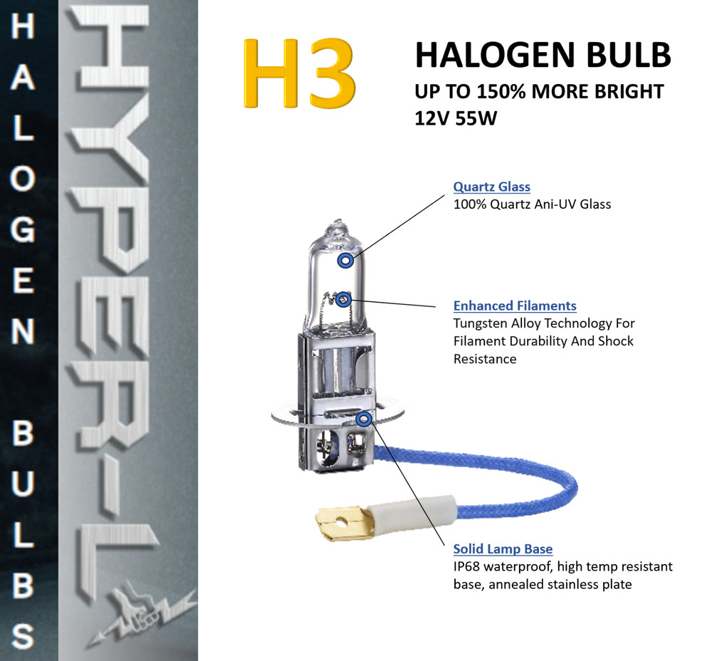 4 X H3 Halogen 12V 55W Super Bright Upgrade Headlight Bulb