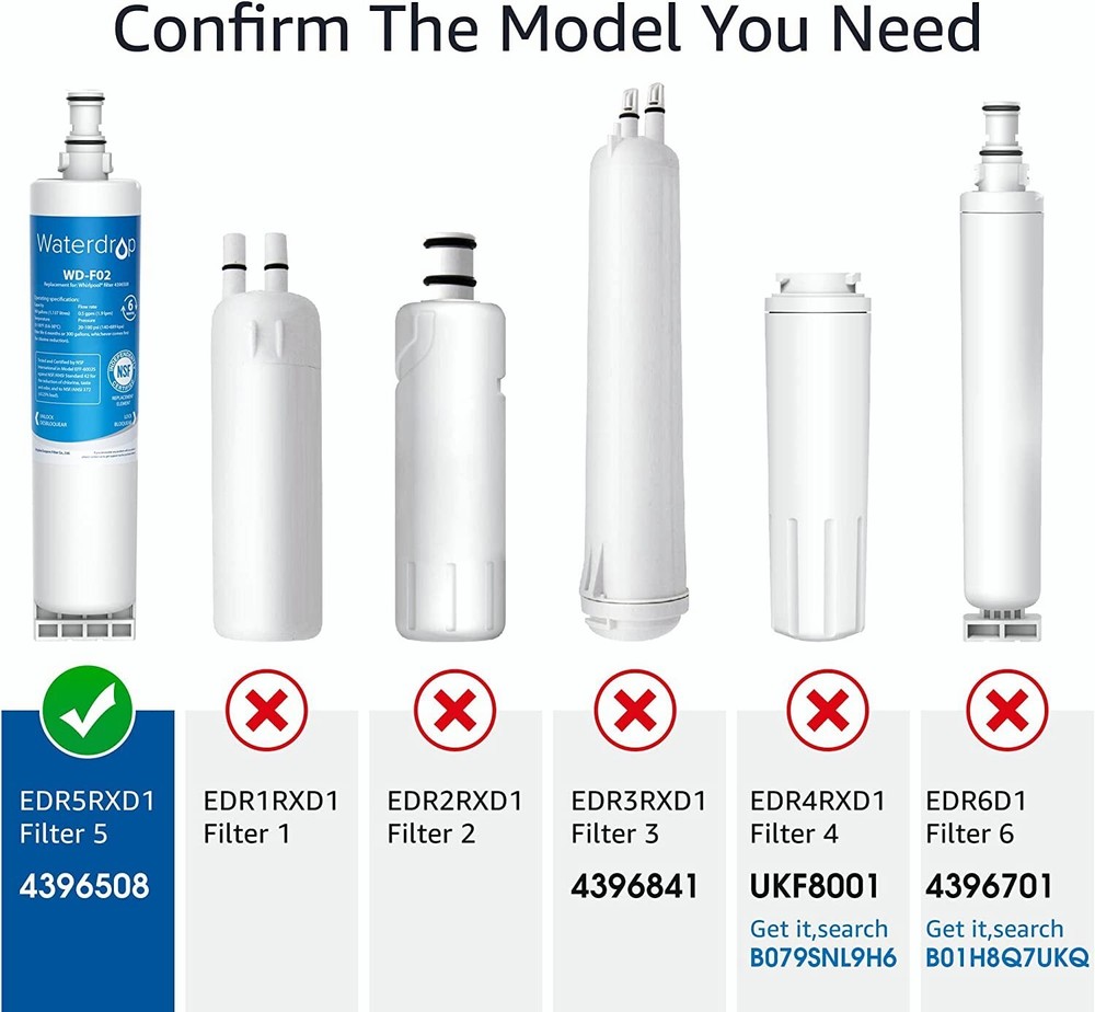 Fits for 4396508 4396510 Replacement Refrigerator Water Filter By Waterdrop