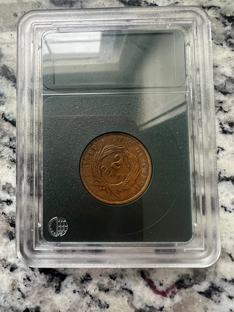 1868- 2 Cent Piece slabed not graded