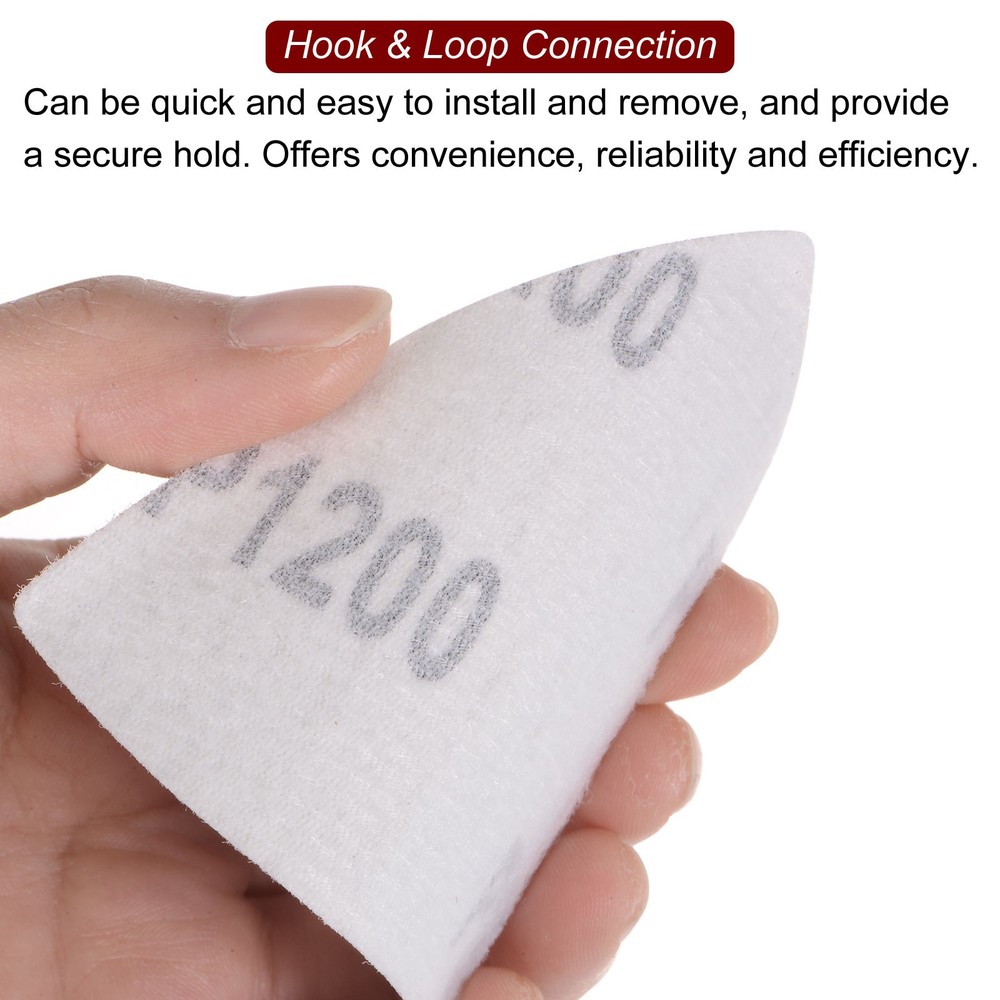 60pcs 1200 Grits 80mm Aluminum Oxide Triangular Hook & Loop Sandpapers Pads