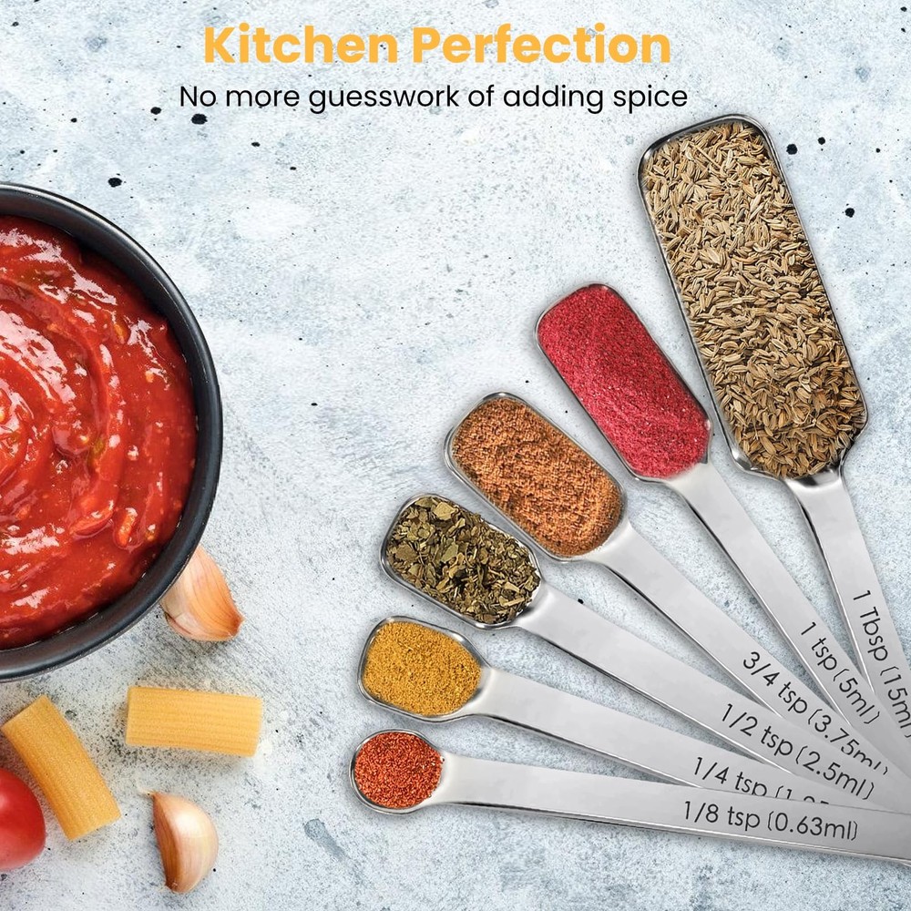 18 PCS Measuring Cups Spoons Set 7 Stainless Steel Nesting 6 Rectangular 5 Mini