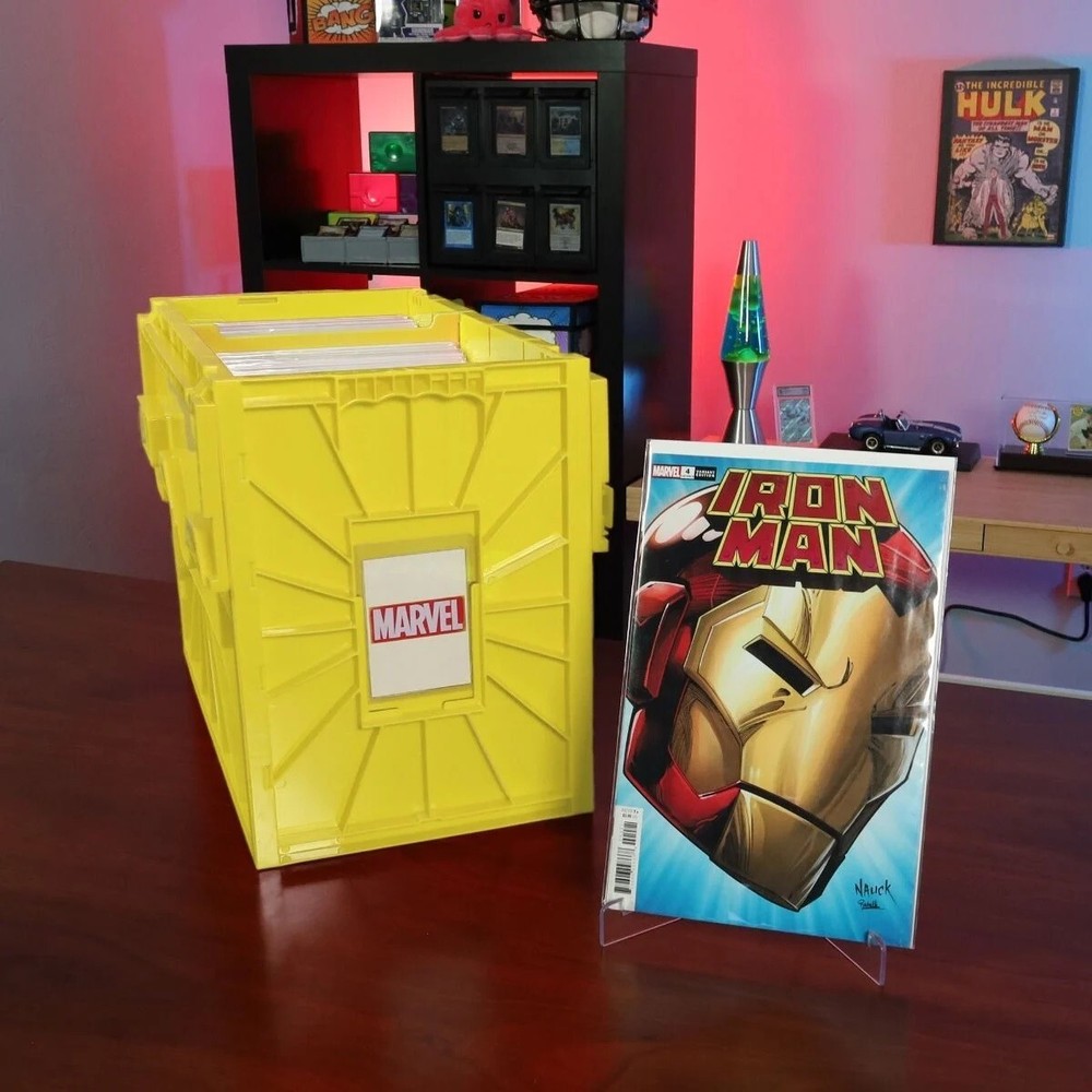 x2 BCW Short Comic Book Bins Heavy Duty Stackable Plastic Boxs Hold 150 Yellow