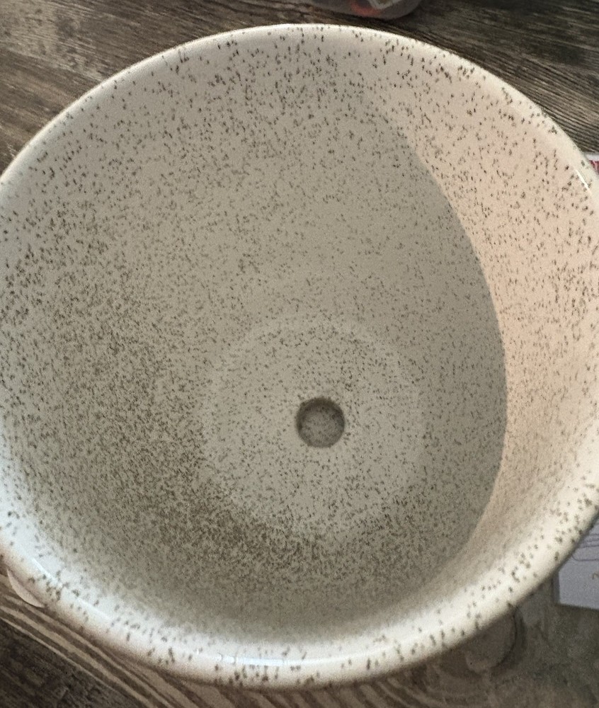 White With Gray Specs Planter NEW