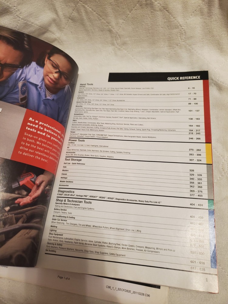 Original 2012 Snap-On Tools Catalog 1200 With Credit Application