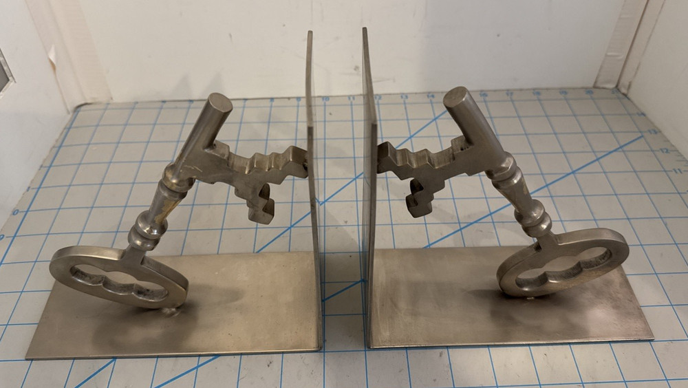 Metal Skeleton KEY Bookends Heavy