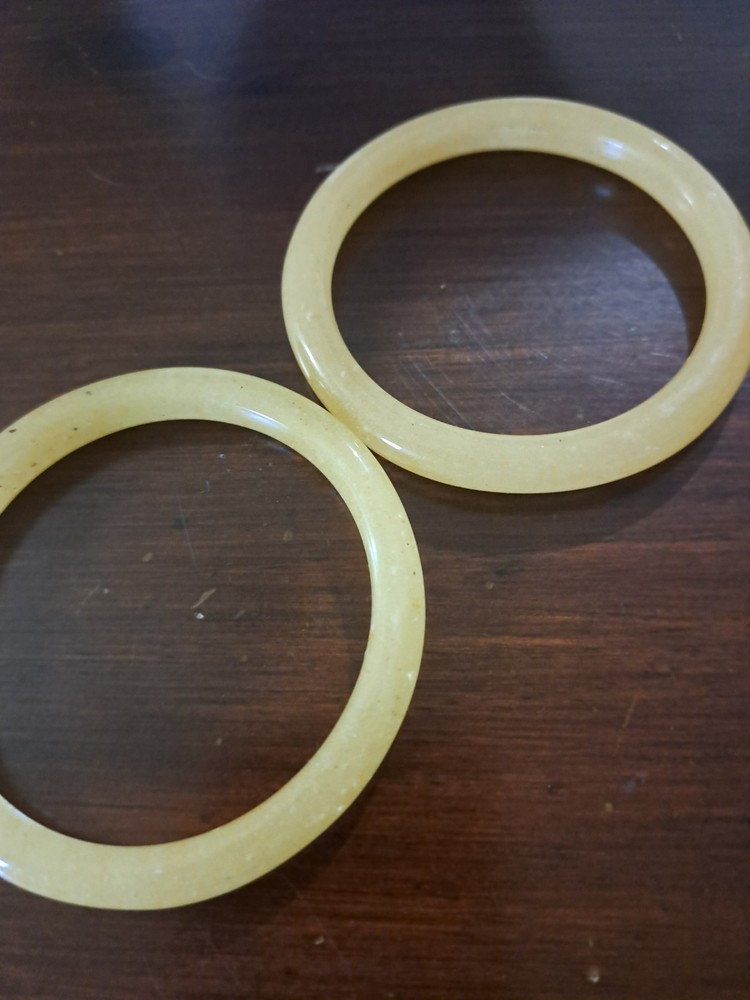 Two Bangles  Vintage Glass Lemon-Colored