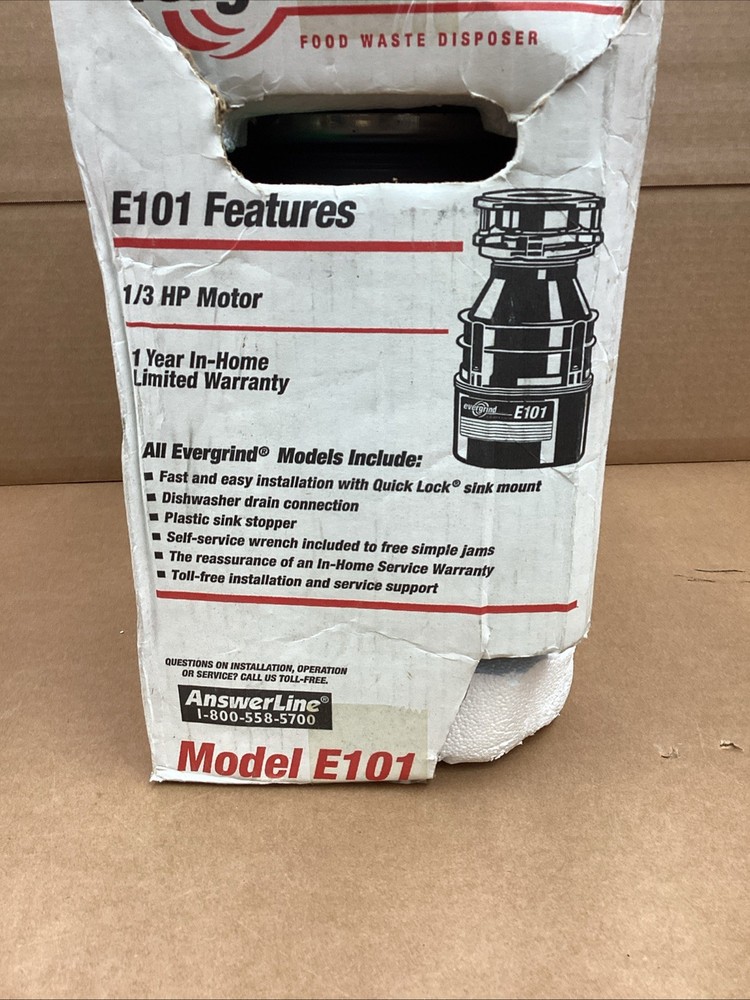 Evergrind E101 1/3 HP Garbage Disposer,‎1/3 HP Disposer, sink flange and stopper