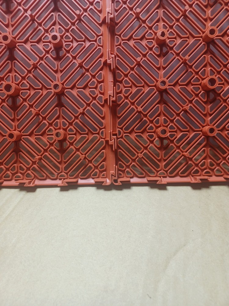 10 Piece Interlocking Snap Pathway Walkway Patio Tile Mats Red Orange
