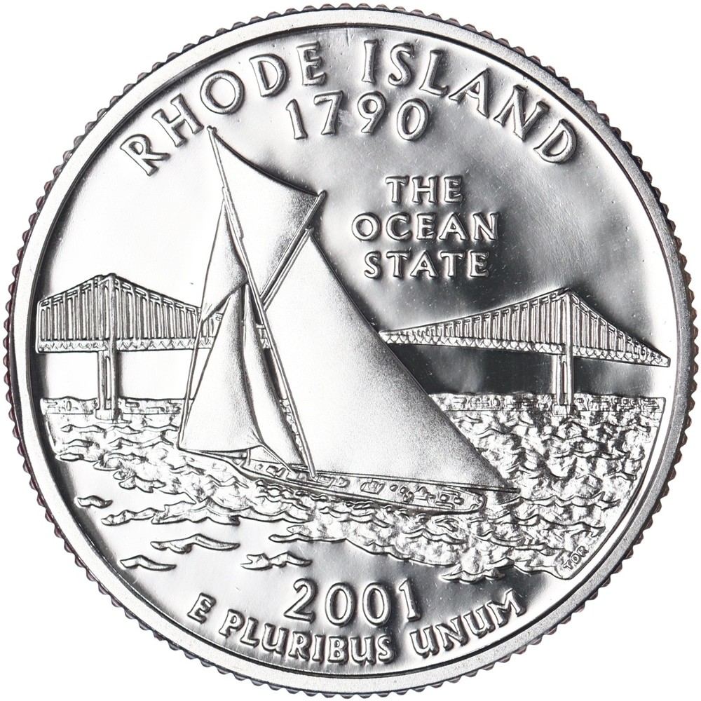 2001 S State Quarter Rhode Island Gem DCam Proof CN-Clad