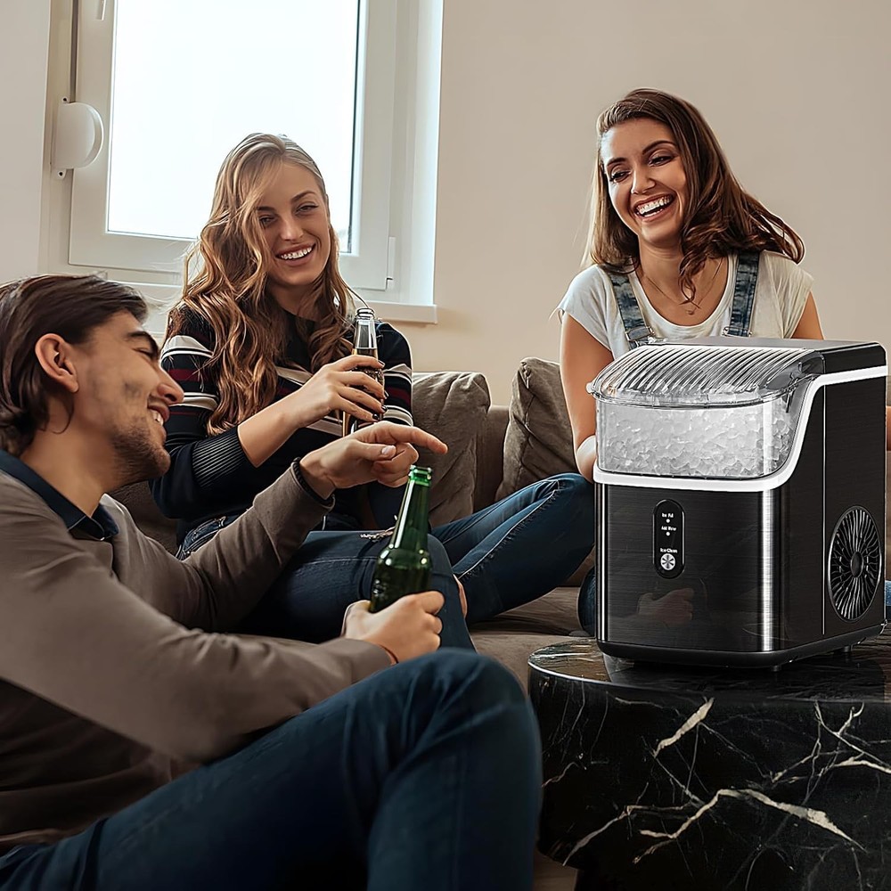 Nugget Ice Maker Countertop, Chewable Nugget Ice Machine with Automatic Clean...